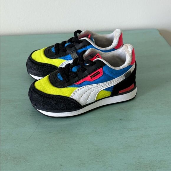 Puma Toddler Sneakers - Neon Yellow, Blue, Black - Picture 1 of 3